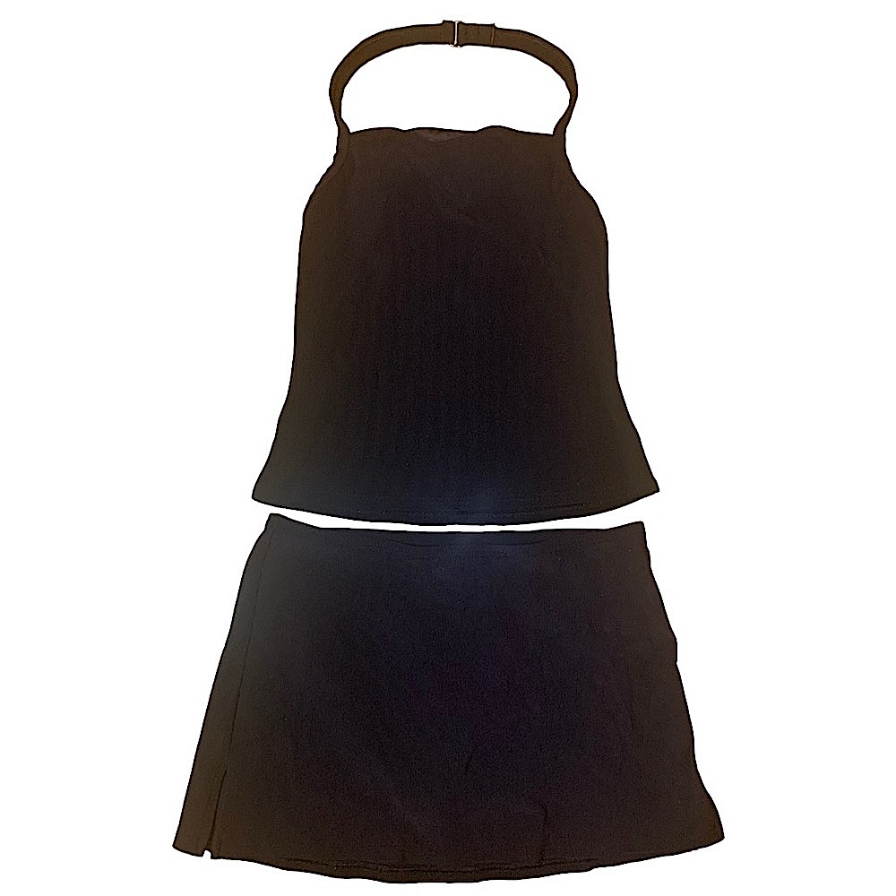 Land’s End Black Two Piece Tankini Halter and Swim Skirt w/ Built In Panty Sz 6